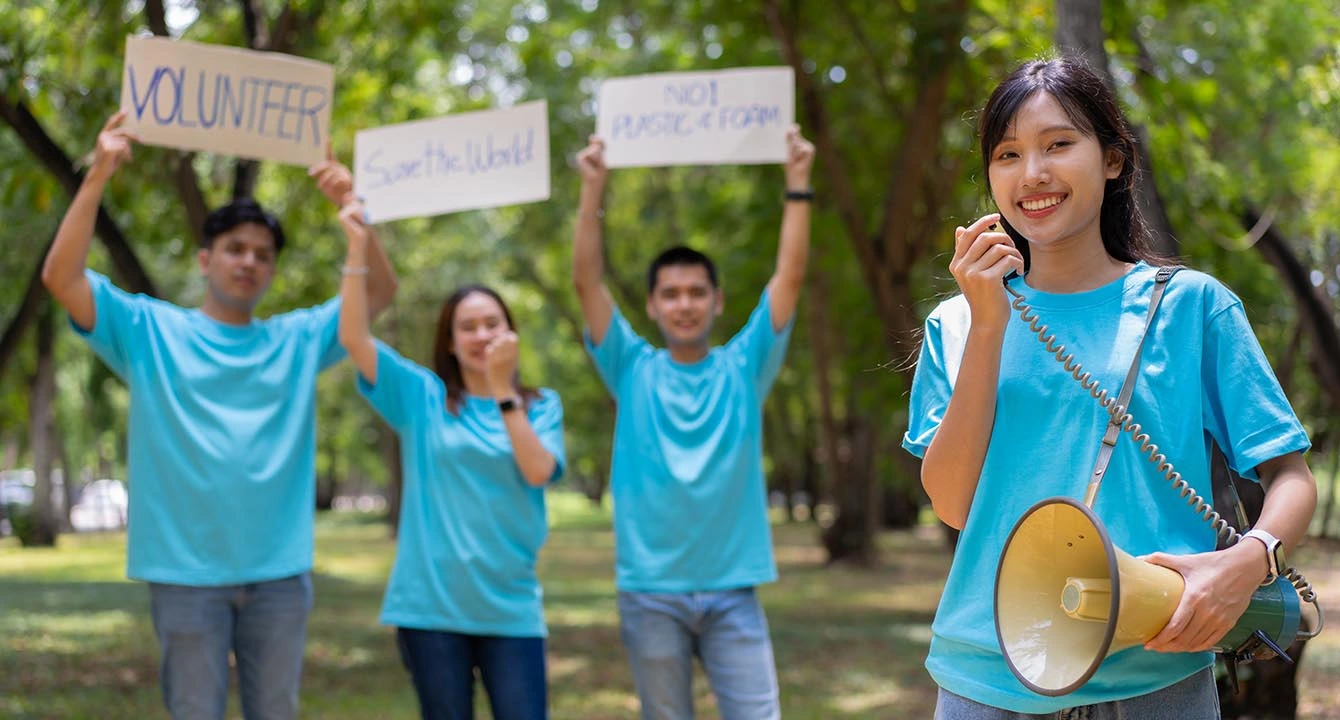 Students engaging in community service