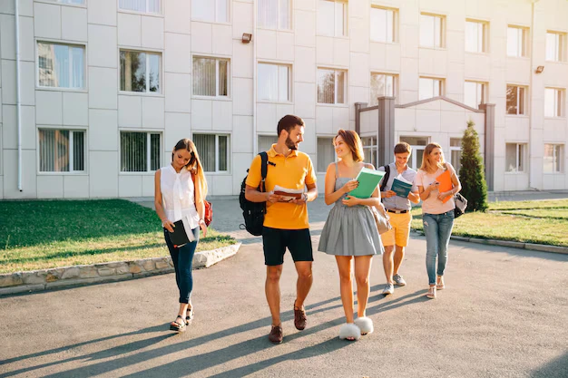 Student walking on campus